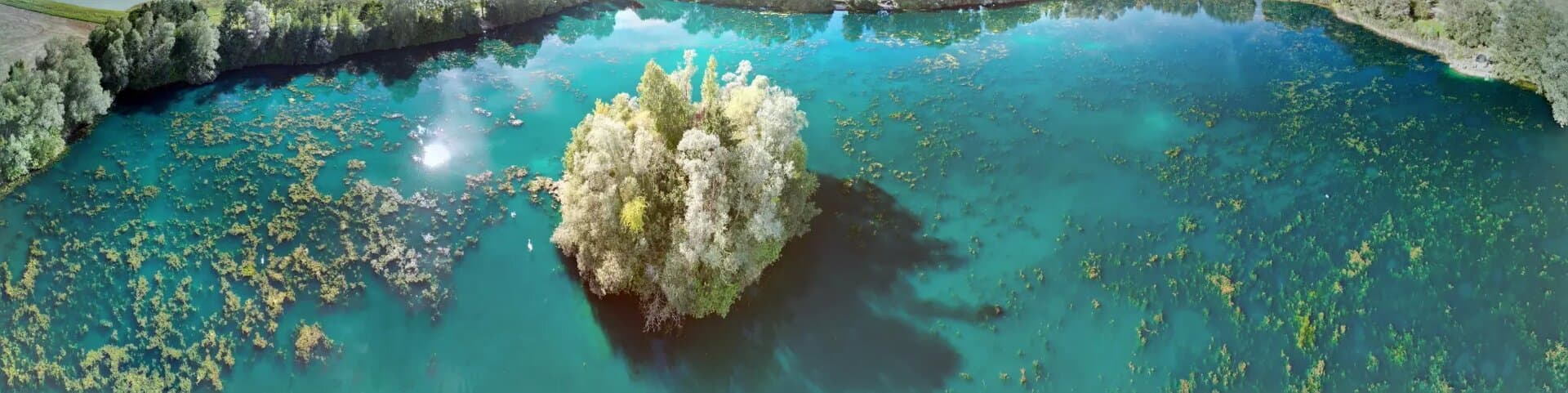 Aerial view of carp fishing lake