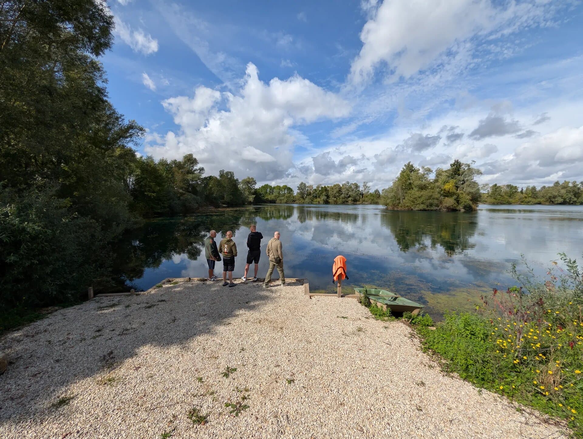 Anglers at a lake in France